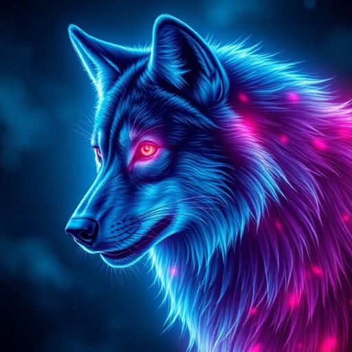 A neon wolf